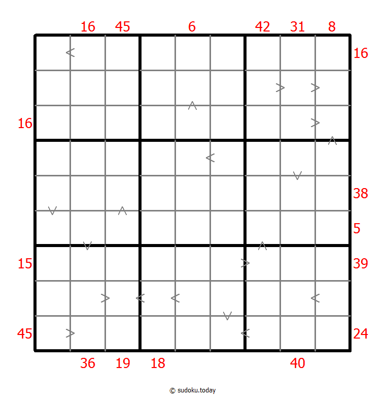 Hybrid Sudoku ( X Sums + Greater Than )